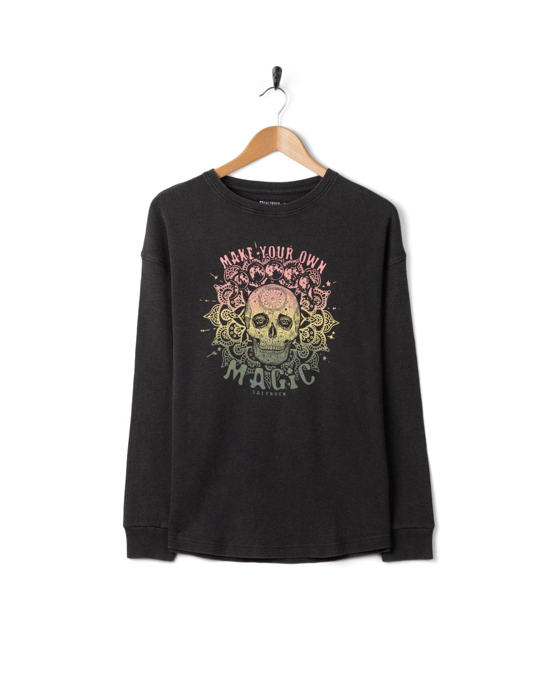Make Magic - Womens Oversized Long Sleeve T-Shirt - Dark Grey - Image 6