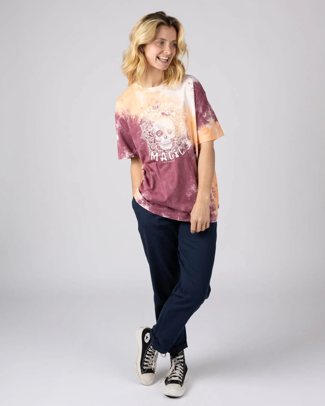 Make Magic - Womens Oversized Tie Dye T-Shirt - Pink - Image 3