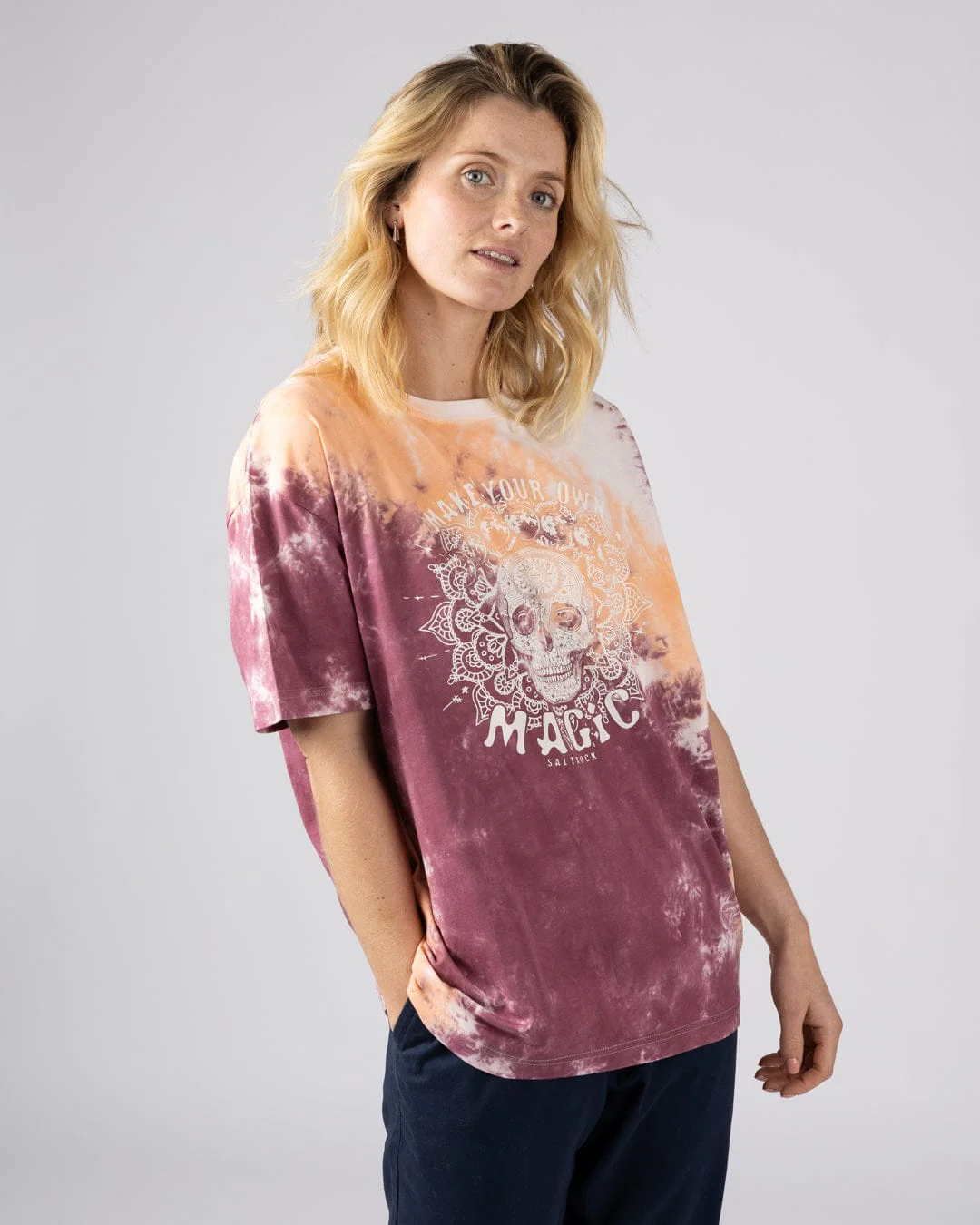 Make Magic - Womens Oversized Tie Dye T-Shirt - Pink - Image 7