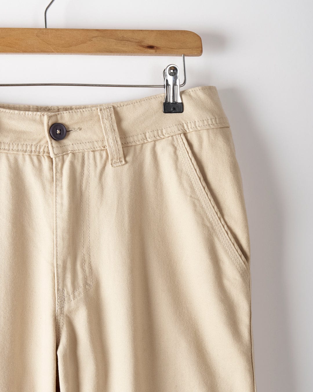 Meltan - Mens Straight Leg Twill Trouser - Cream - Image 2
