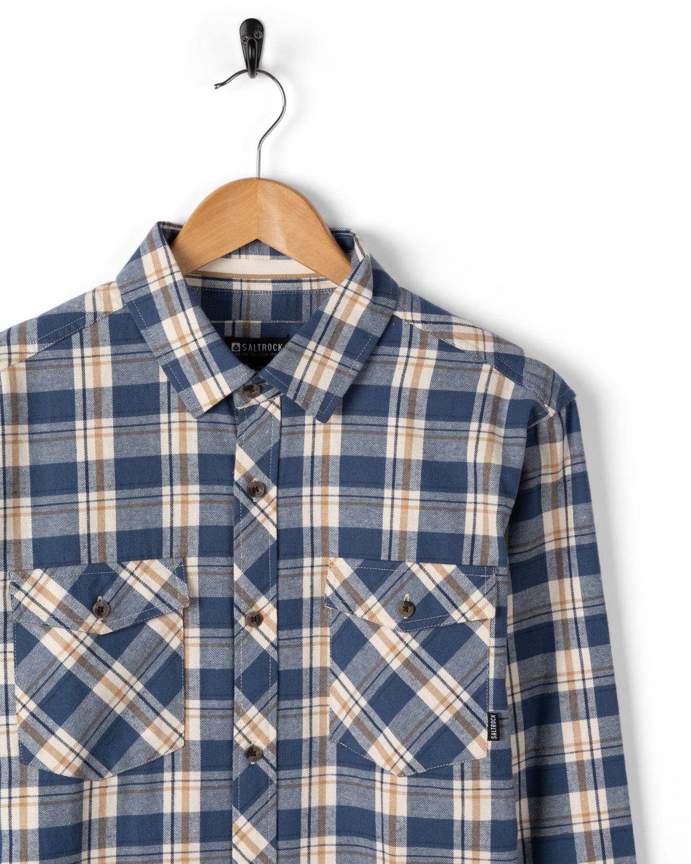 Miles - Mens Flannel Shirt - Blue Check - Image 3