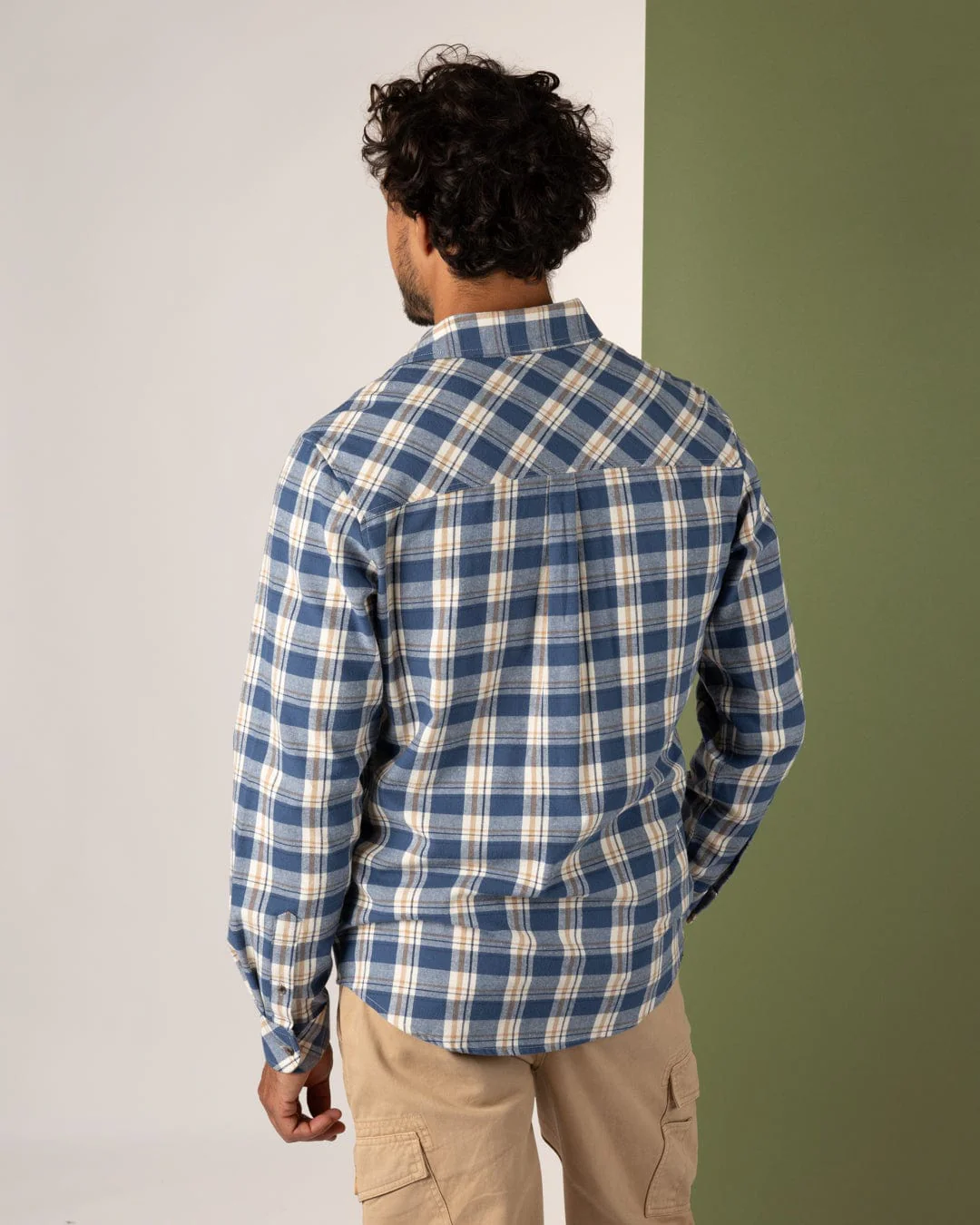 Miles - Mens Flannel Shirt - Blue Check - Image 4