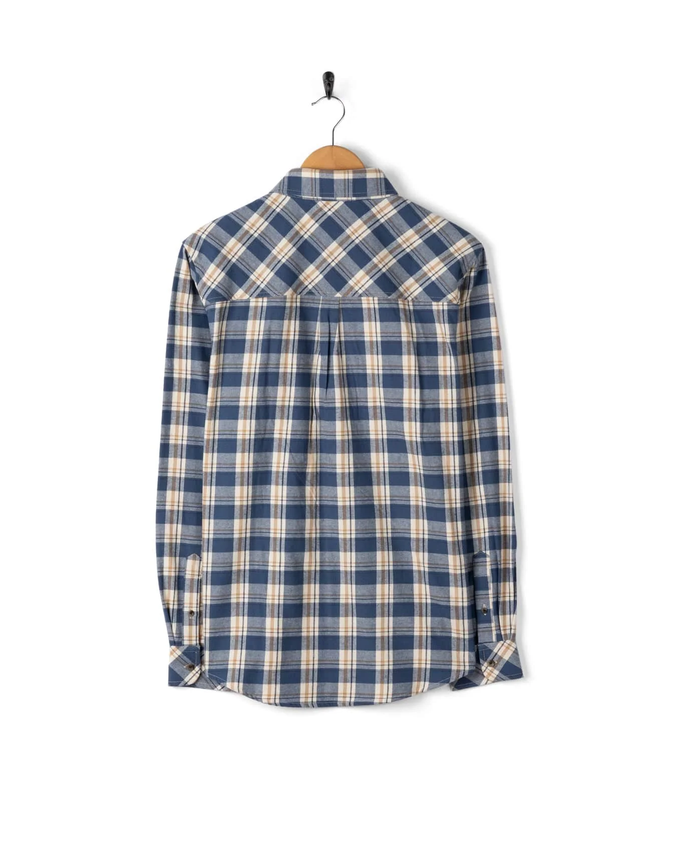 Miles - Mens Flannel Shirt - Blue Check - Image 5