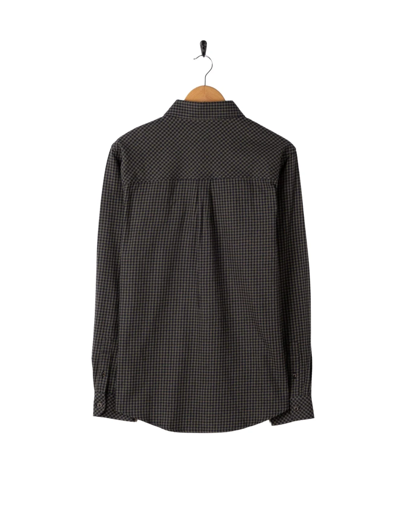 Miles - Mens Flannel Shirt - Green/Navy Check - Image 11