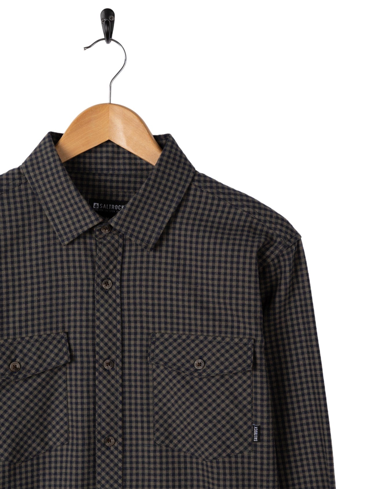 Miles - Mens Flannel Shirt - Green/Navy Check - Image 12
