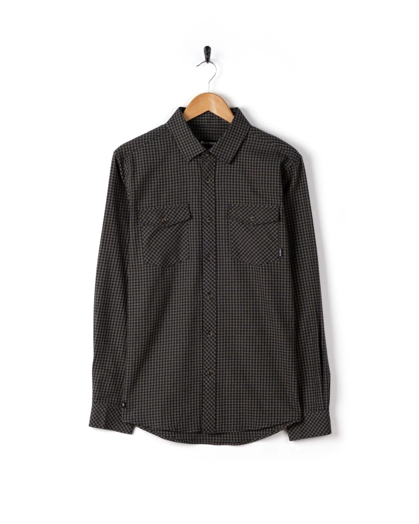 Miles - Mens Flannel Shirt - Green/Navy Check - Image 9