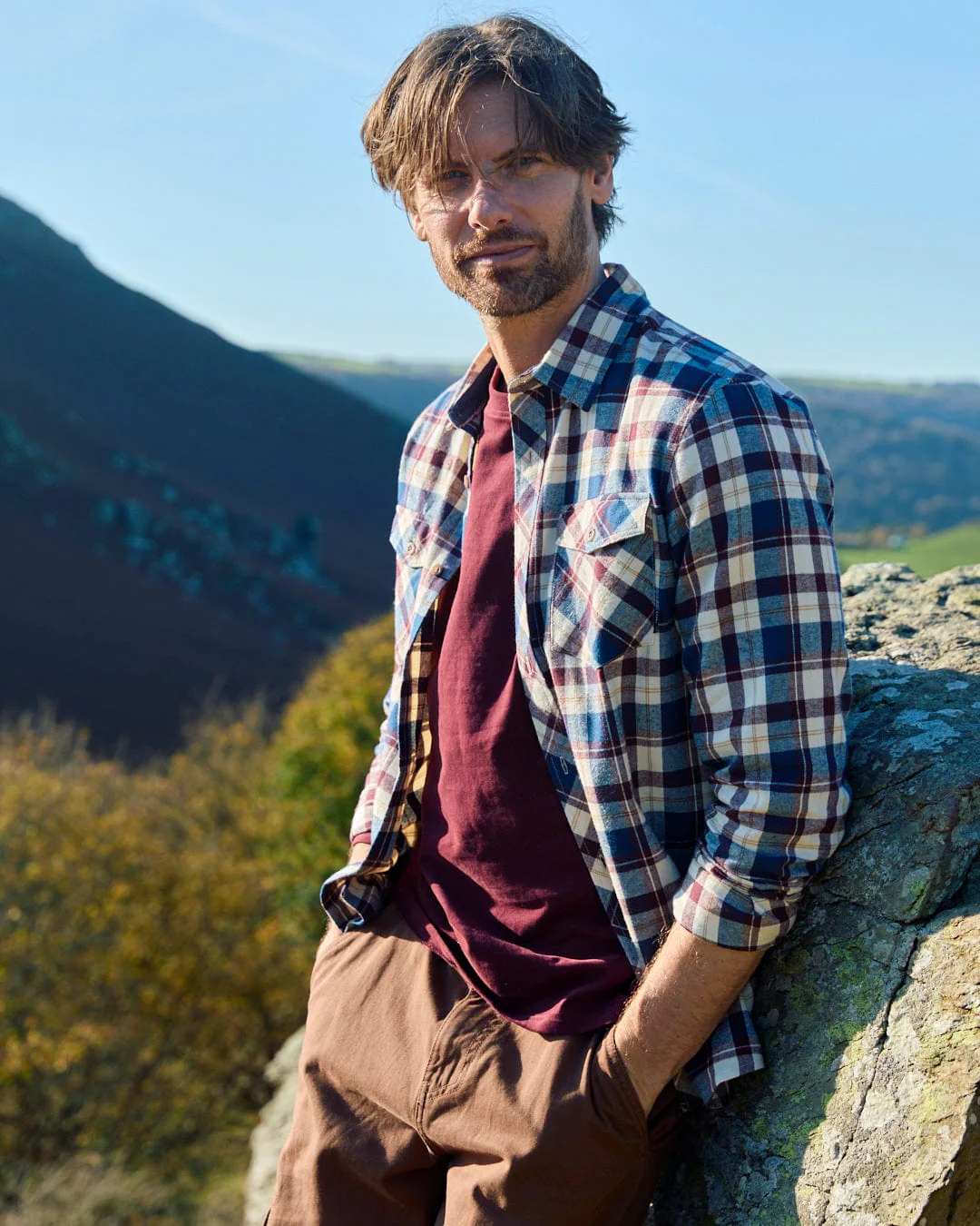 Miles - Mens Flannel Shirt - Purple Check - Image 12