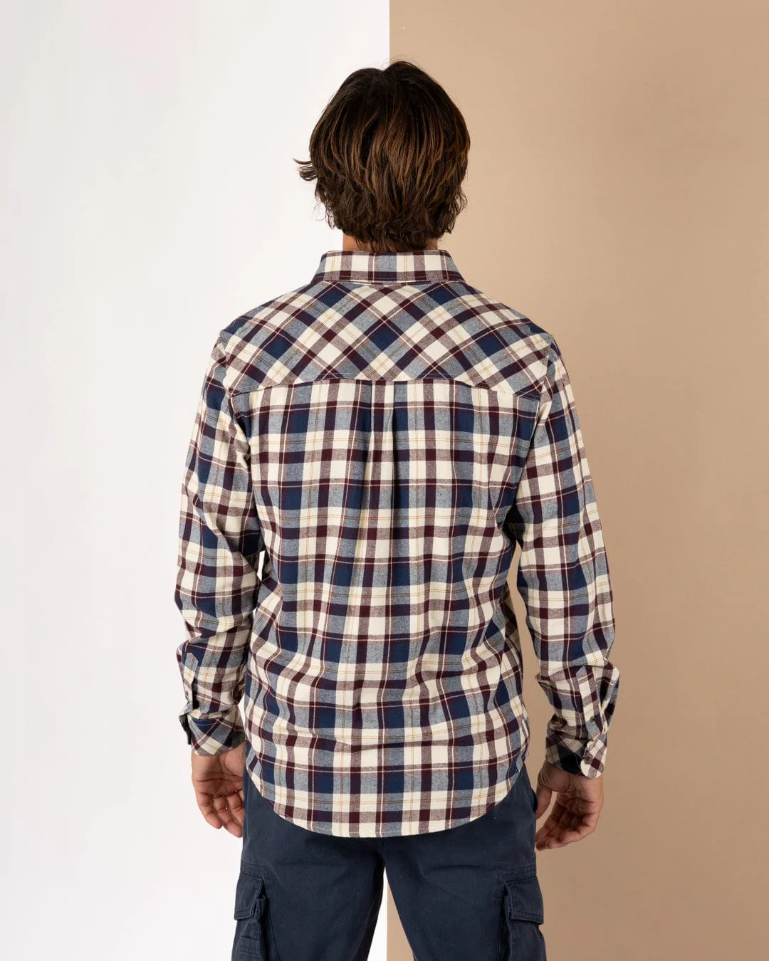 Miles - Mens Flannel Shirt - Purple Check - Image 4