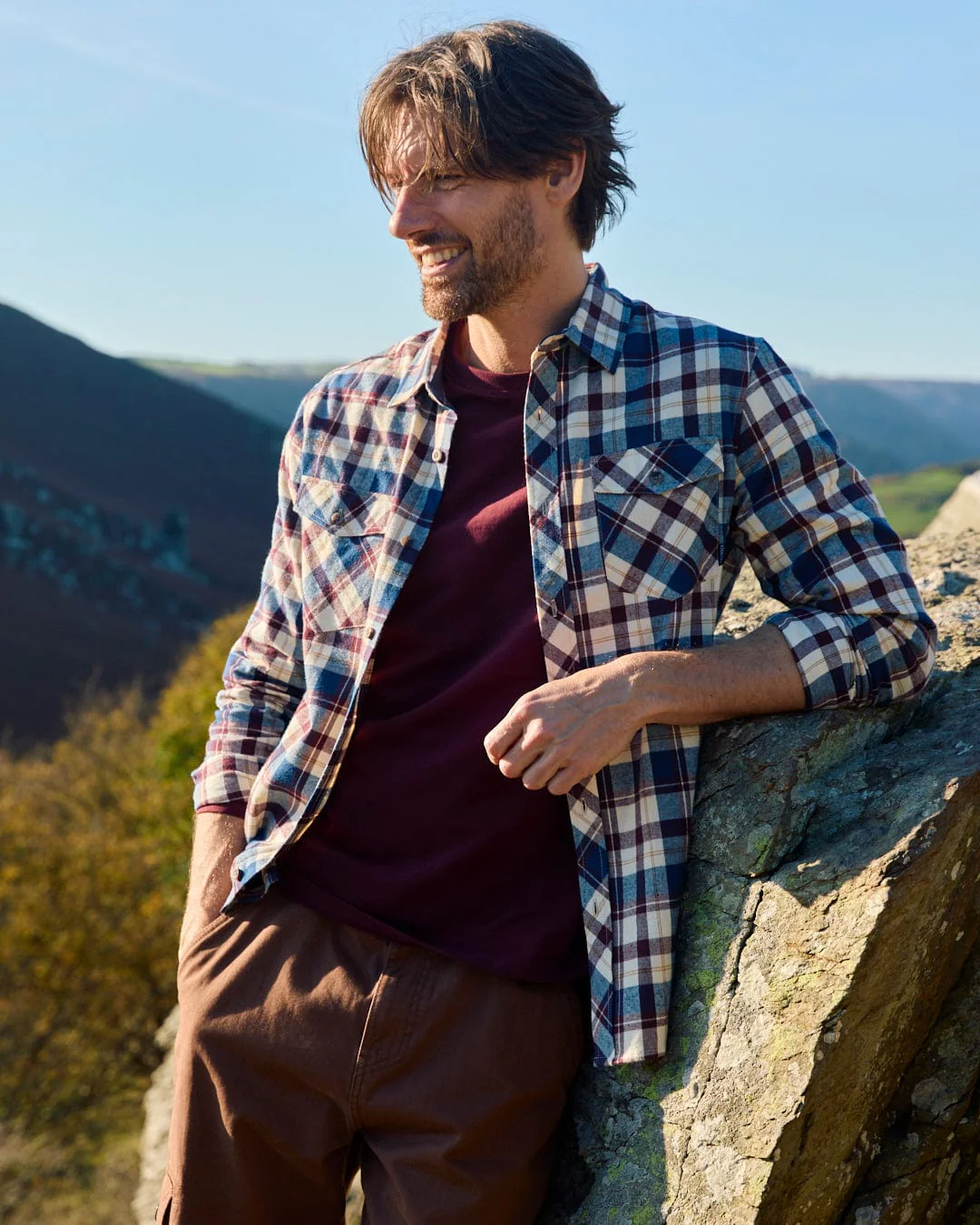 Miles - Mens Flannel Shirt - Purple Check - Image 7