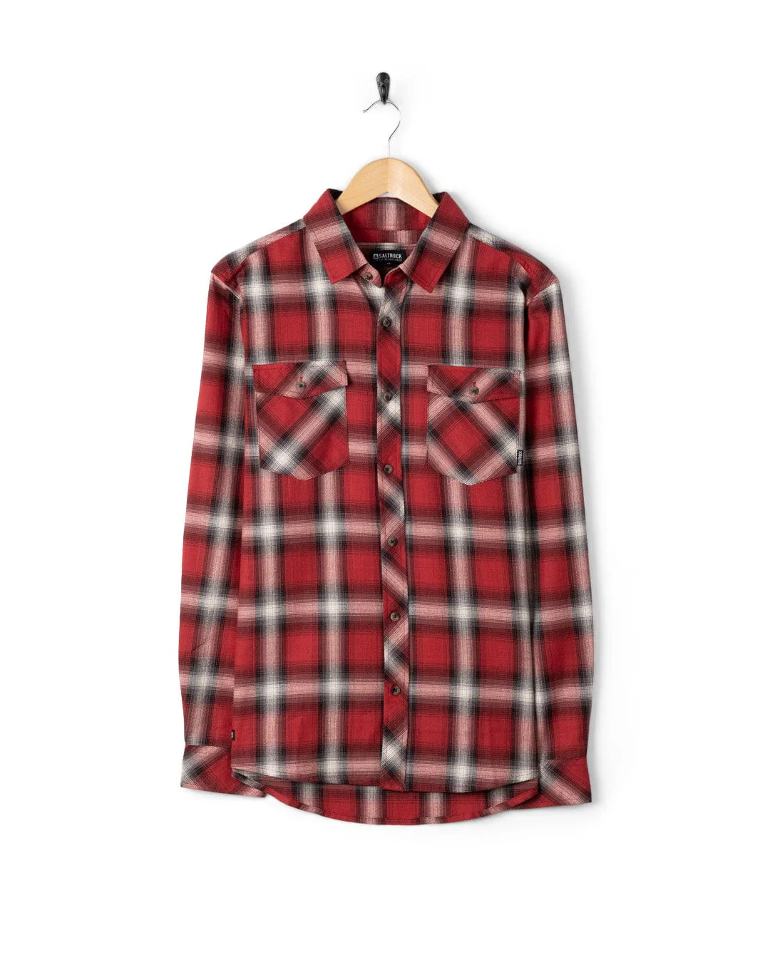 Miles - Mens Flannel Shirt - Dark Red - Image 2