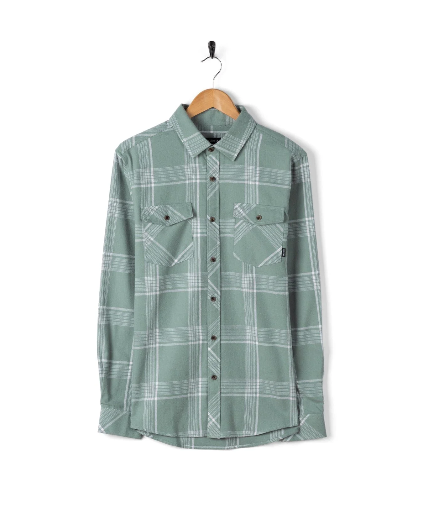 Miles - Mens Flannel Shirt - Light Green Check - Image 3