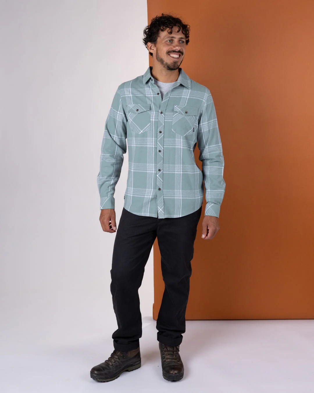 Miles - Mens Flannel Shirt - Light Green Check - Image 9