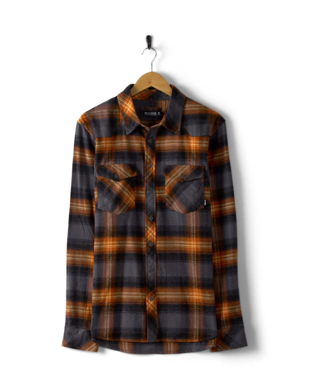 Miles - Mens Check Flannel Shirt - Orange - Image 3