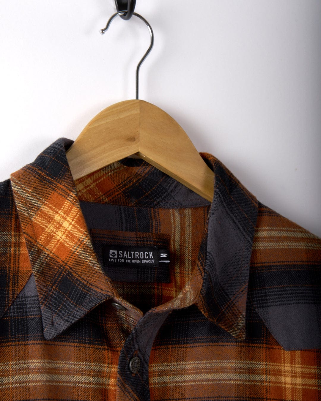 Miles - Mens Check Flannel Shirt - Orange - Image 5