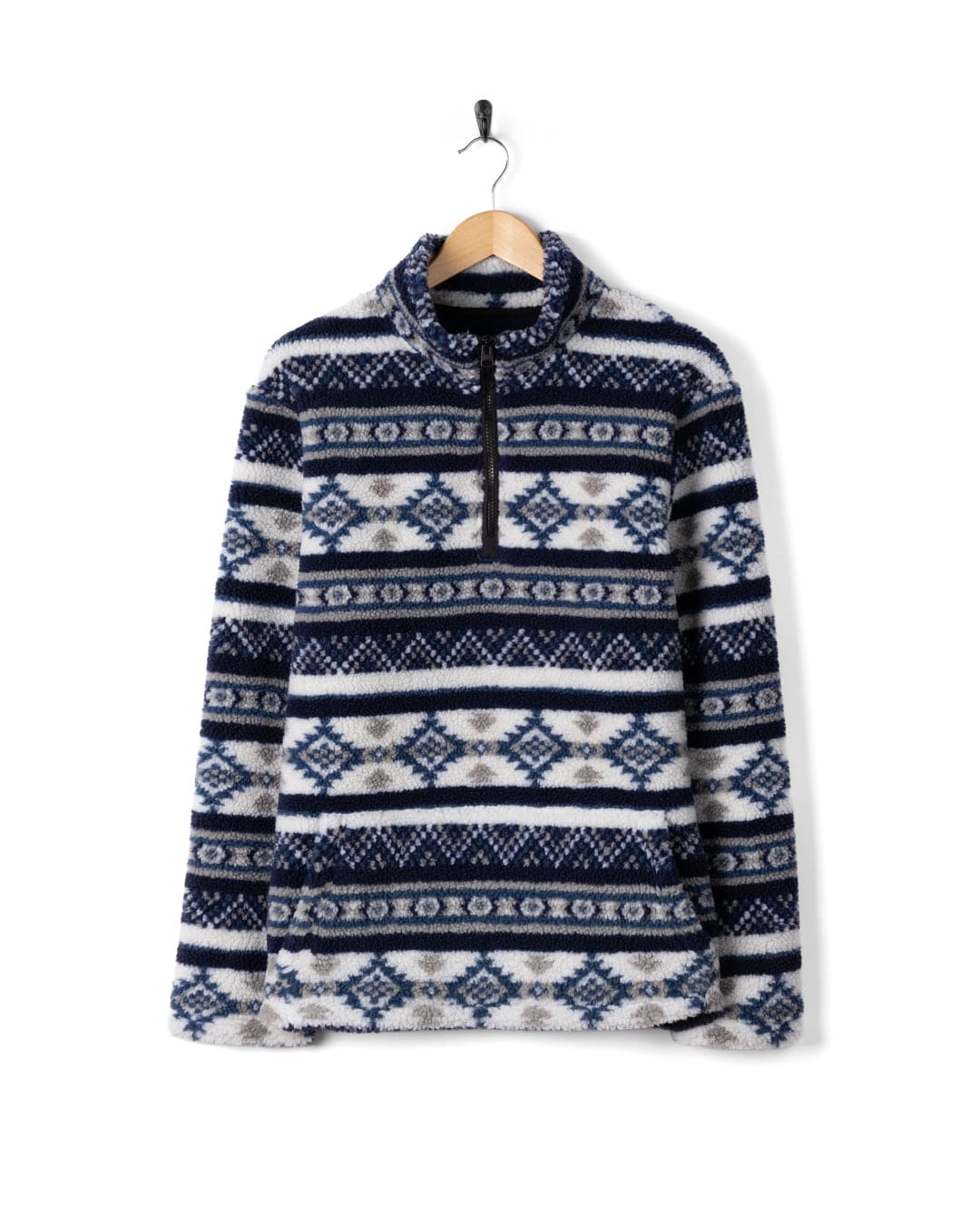 Morgan - Mens 1/4 Neck Borg Fleece - Blue - Image 3