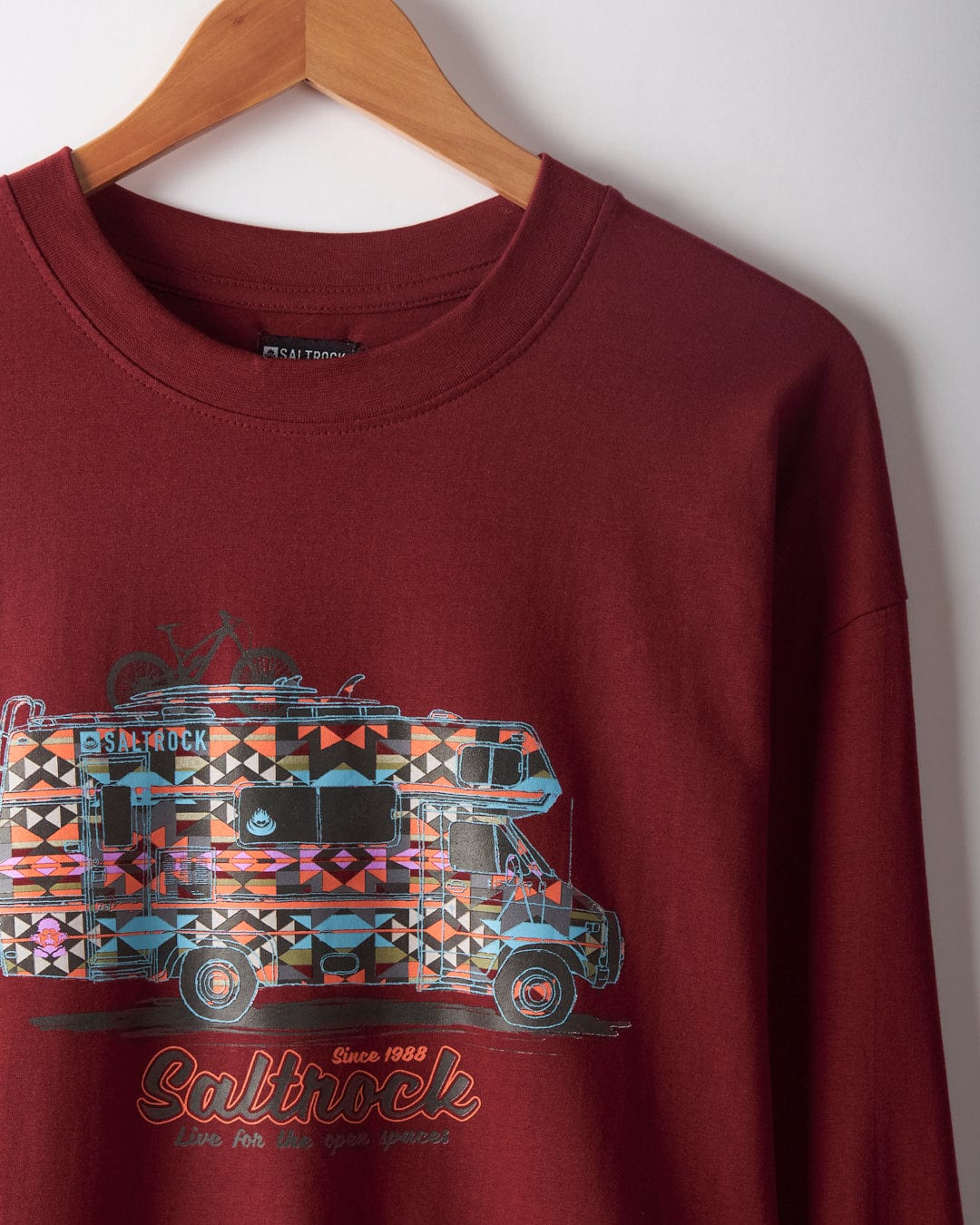 Motorhome Mens Long Sleeve T-Shirt - Burgundy - Image 2