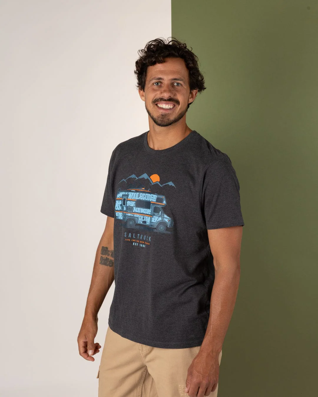 Motorhome - Mens Short Sleeve T-Shirt - Grey - Image 3