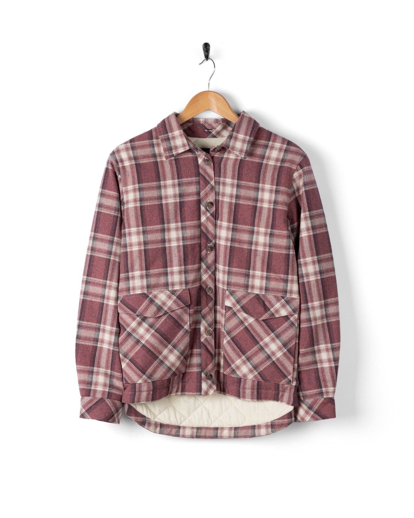 Myla - Womens Hooded Check Shacket - Pink Check - Image 4