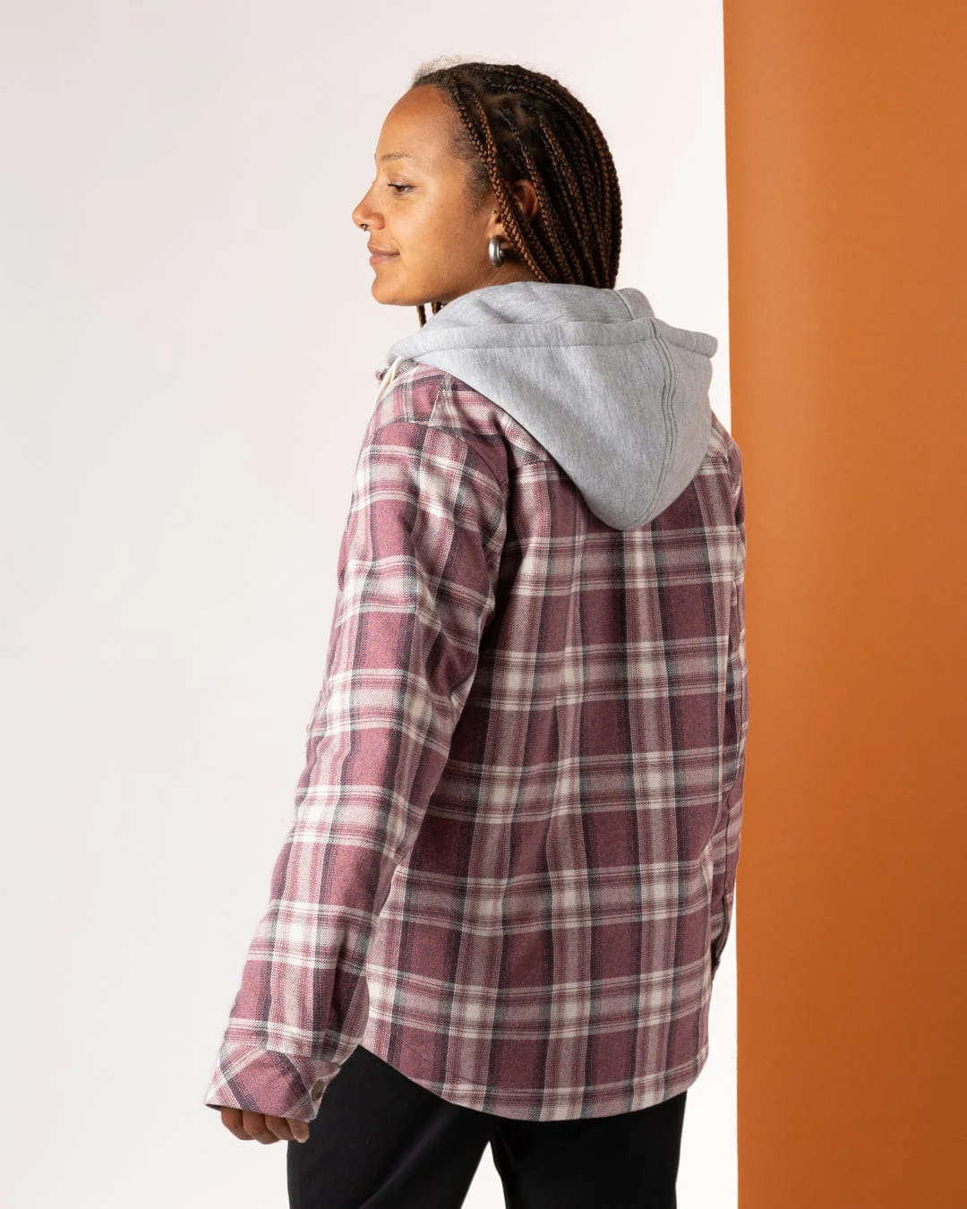 Myla - Womens Hooded Check Shacket - Pink Check - Image 5