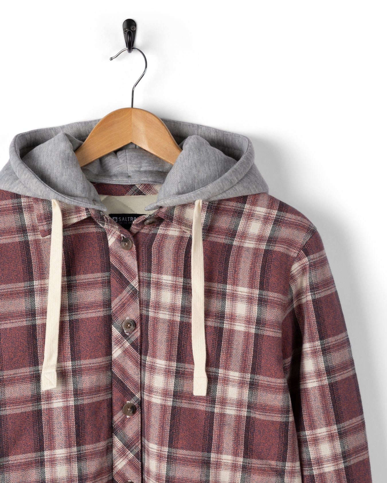 Myla - Womens Hooded Check Shacket - Pink Check - Image 6
