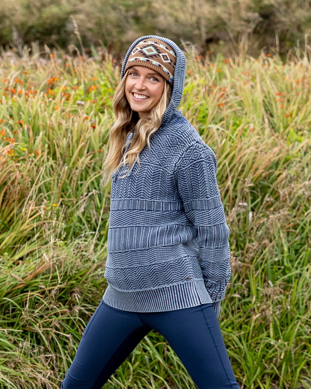 Noa - Womens Hooded Jumper - Blue - Image 4