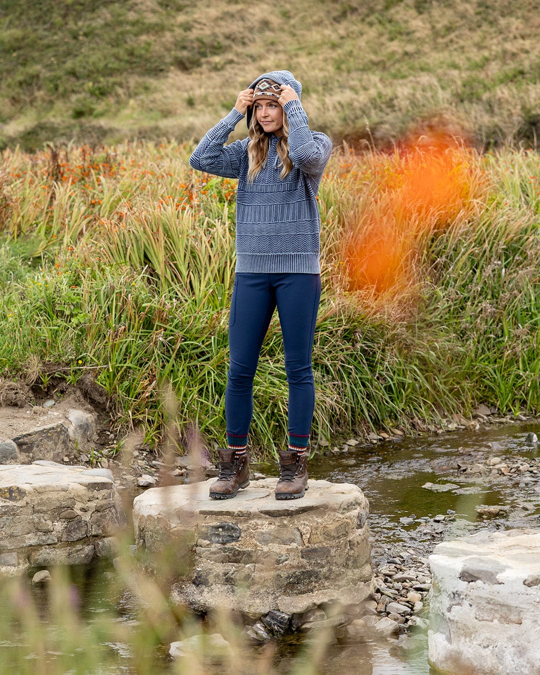 Noa - Womens Hooded Jumper - Blue - Image 7