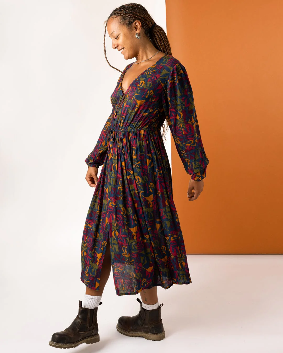 Nova Balance - Womens Midi Dress - Blue/Burgundy - Image 9