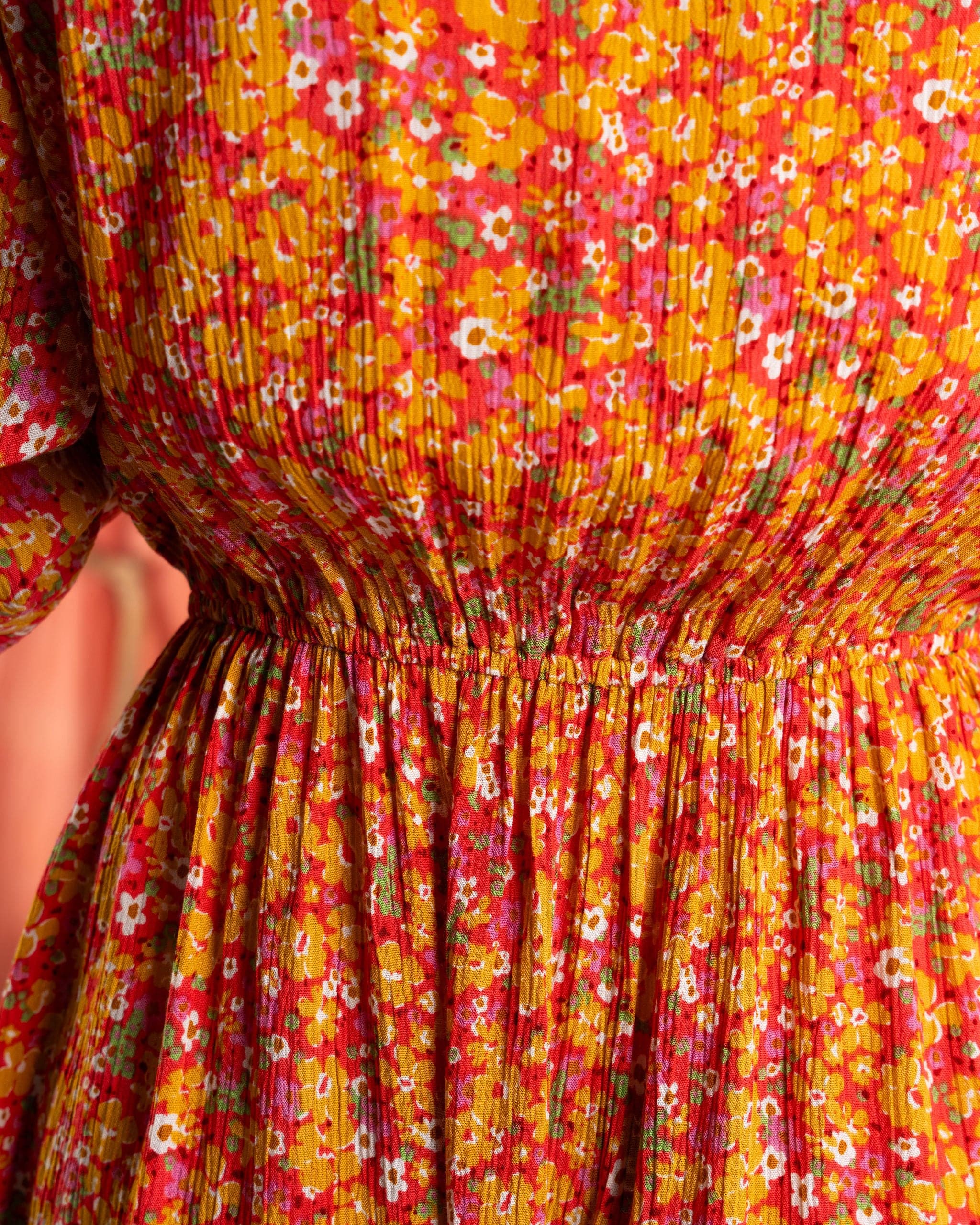 Nova - Womens Floral Midi Dress - Coral - Image 7