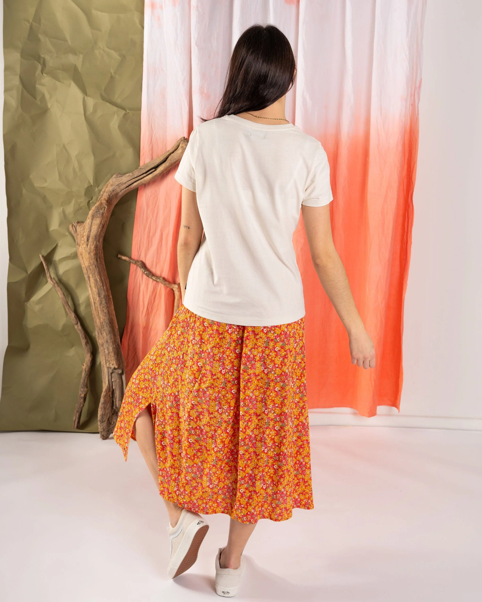 Nova - Womens Floral Midi Skirt - Coral - Image 10