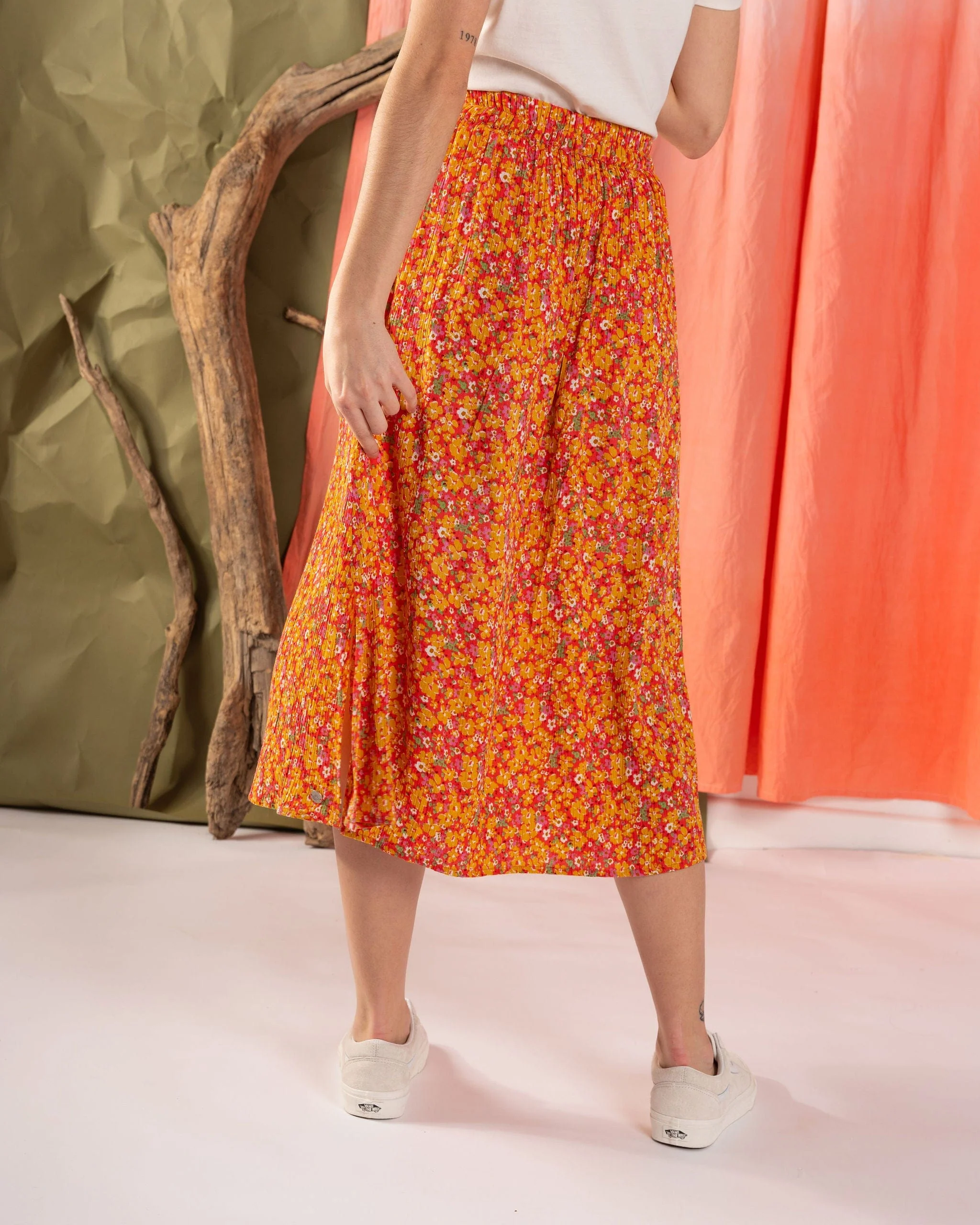 Nova - Womens Floral Midi Skirt - Coral - Image 9