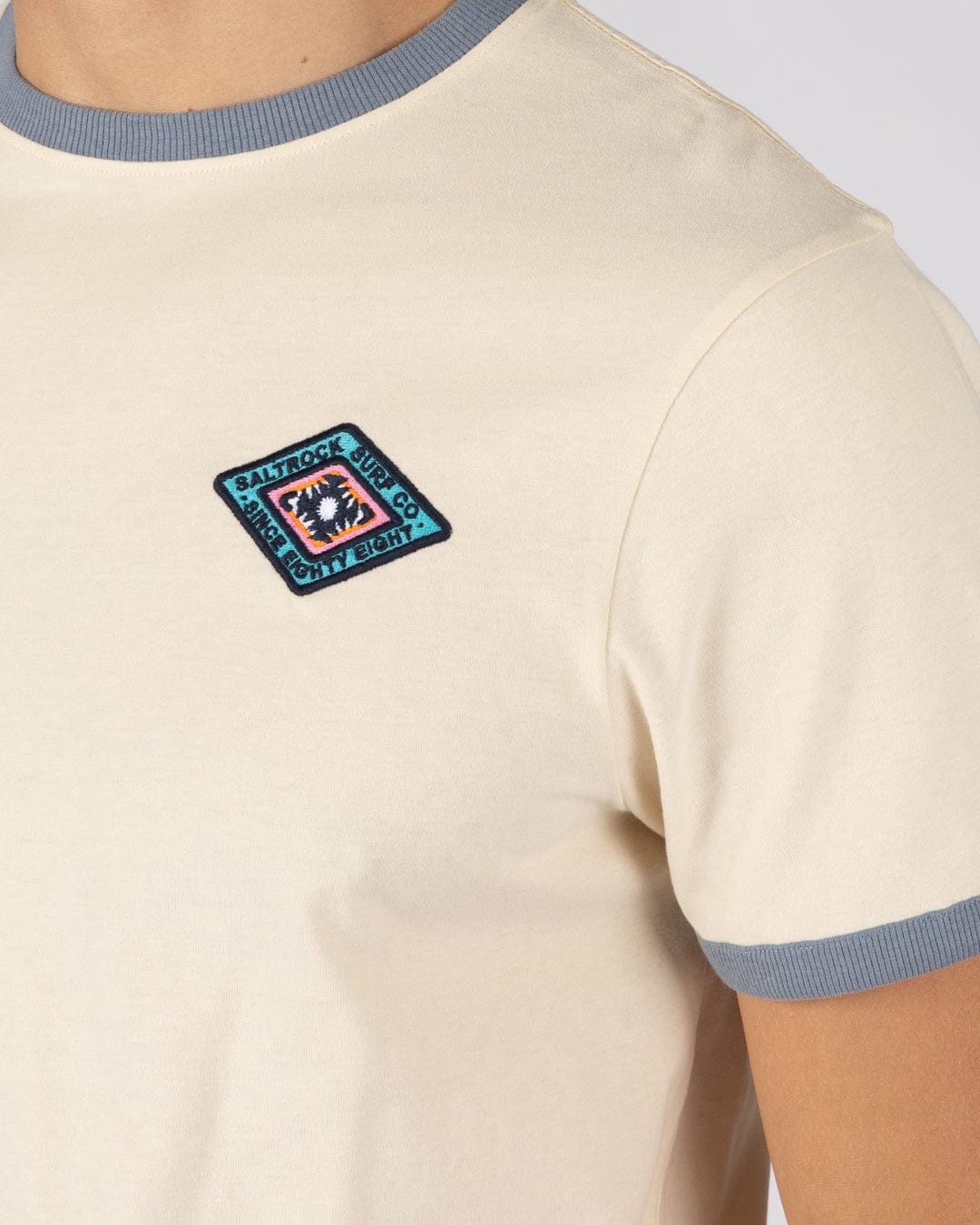 Offshore Ringer - Mens Short Sleeve T-Shirt - Cream - Image 4