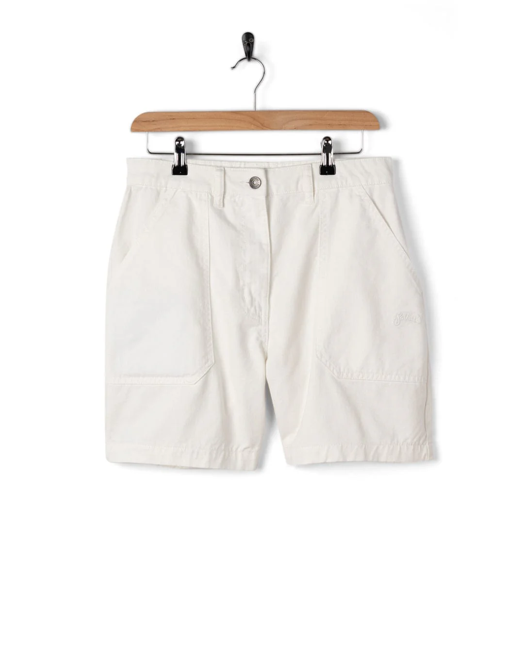 Ogden - Womens Longline Chino Shorts - White - Image 3