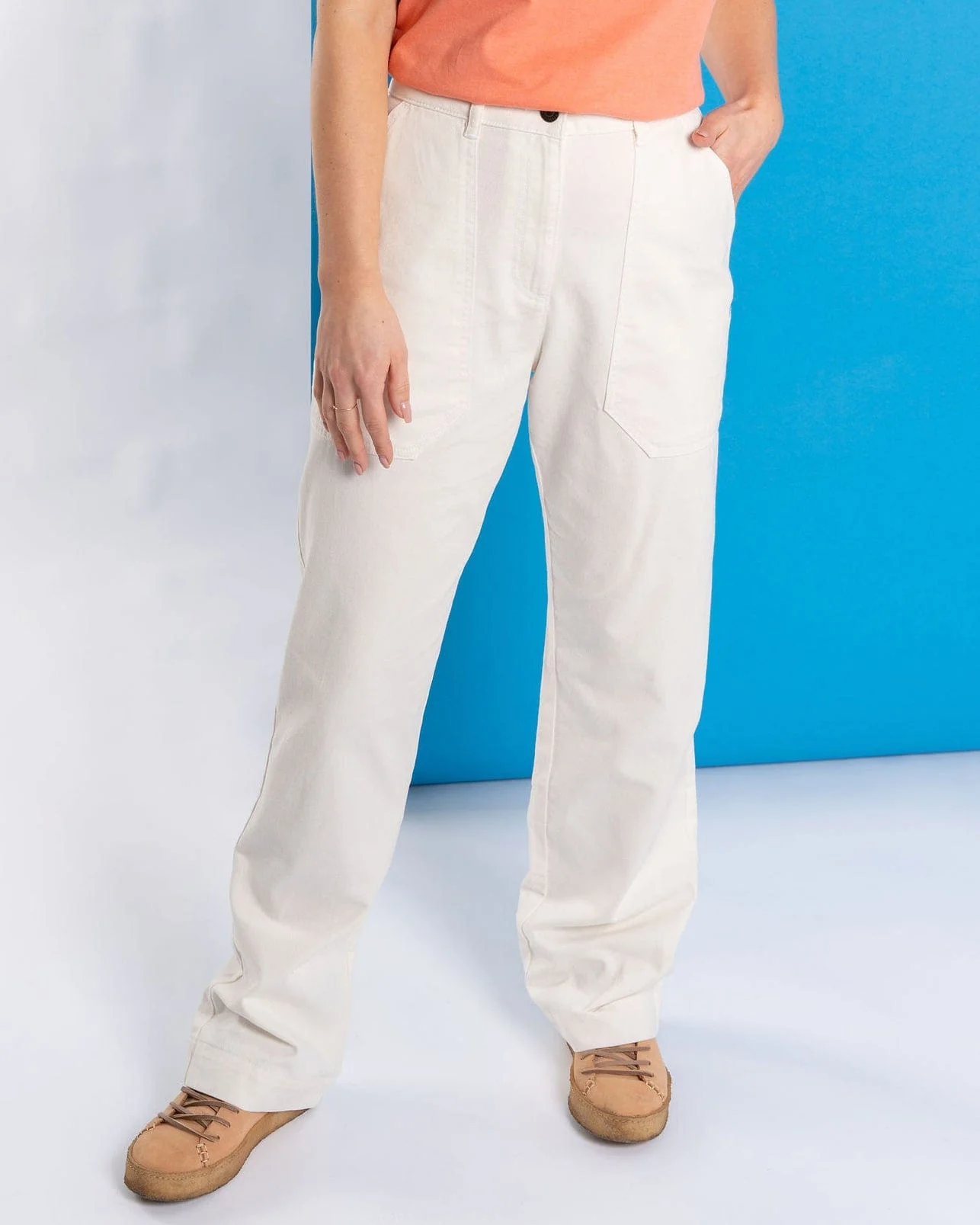 Ogden - Womens Straight Leg Trousers - White - Image 3