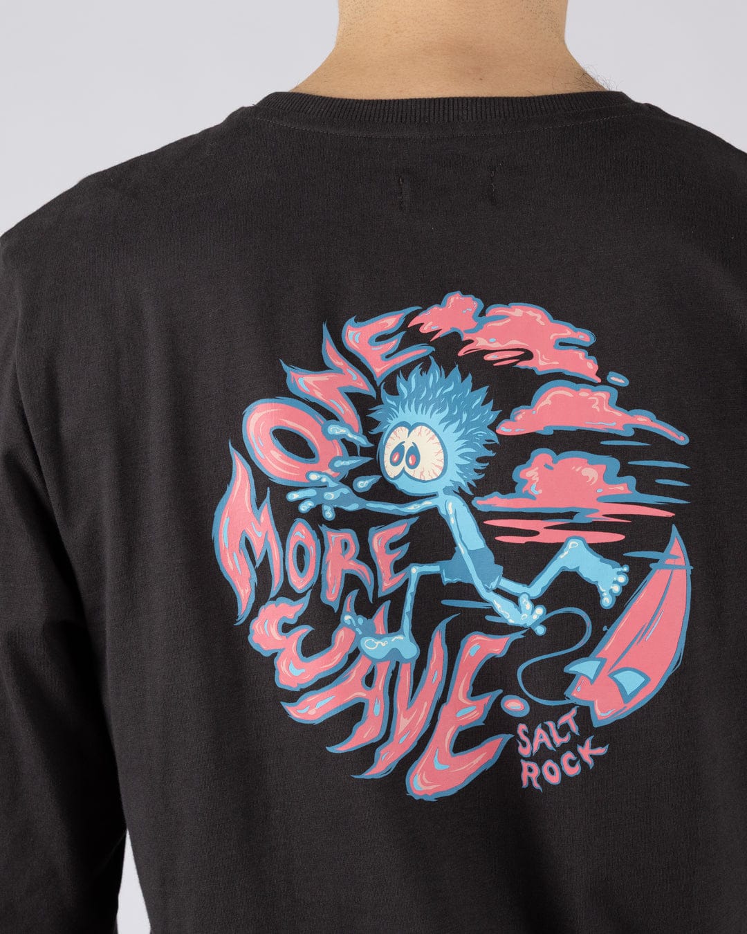 One More Wave - Mens Long Sleeve -Shirt - Dark Grey - Image 3