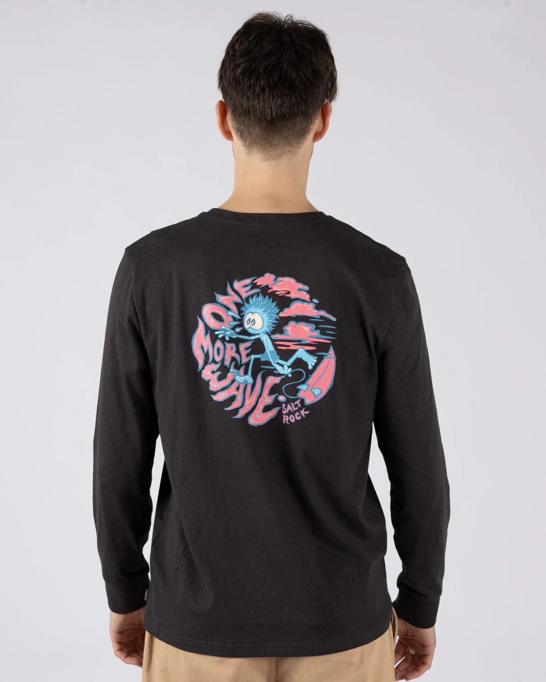 One More Wave - Mens Long Sleeve -Shirt - Dark Grey - Image 7