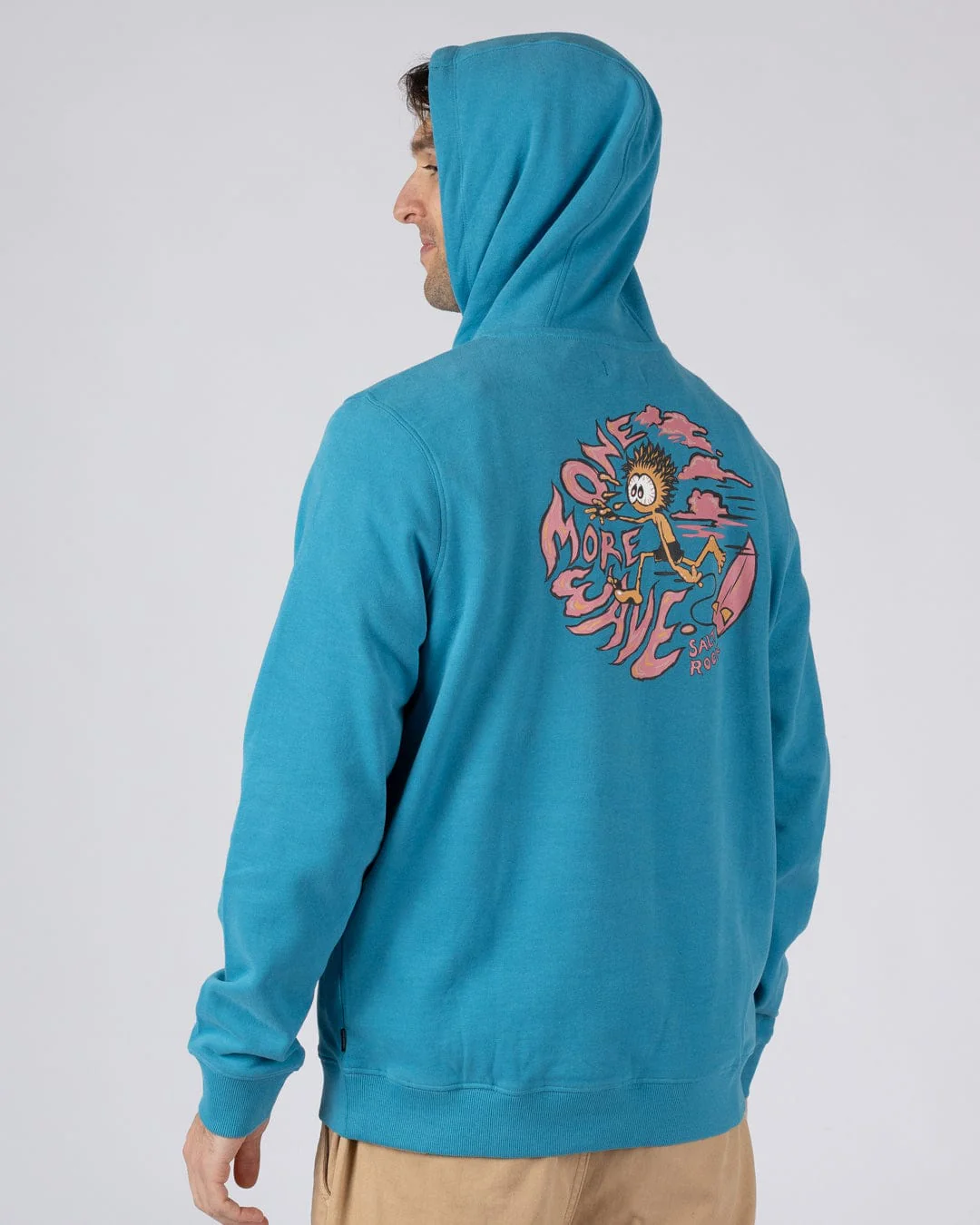 One More Wave - Mens Pop Hoodie- Bright Blue - Image 3