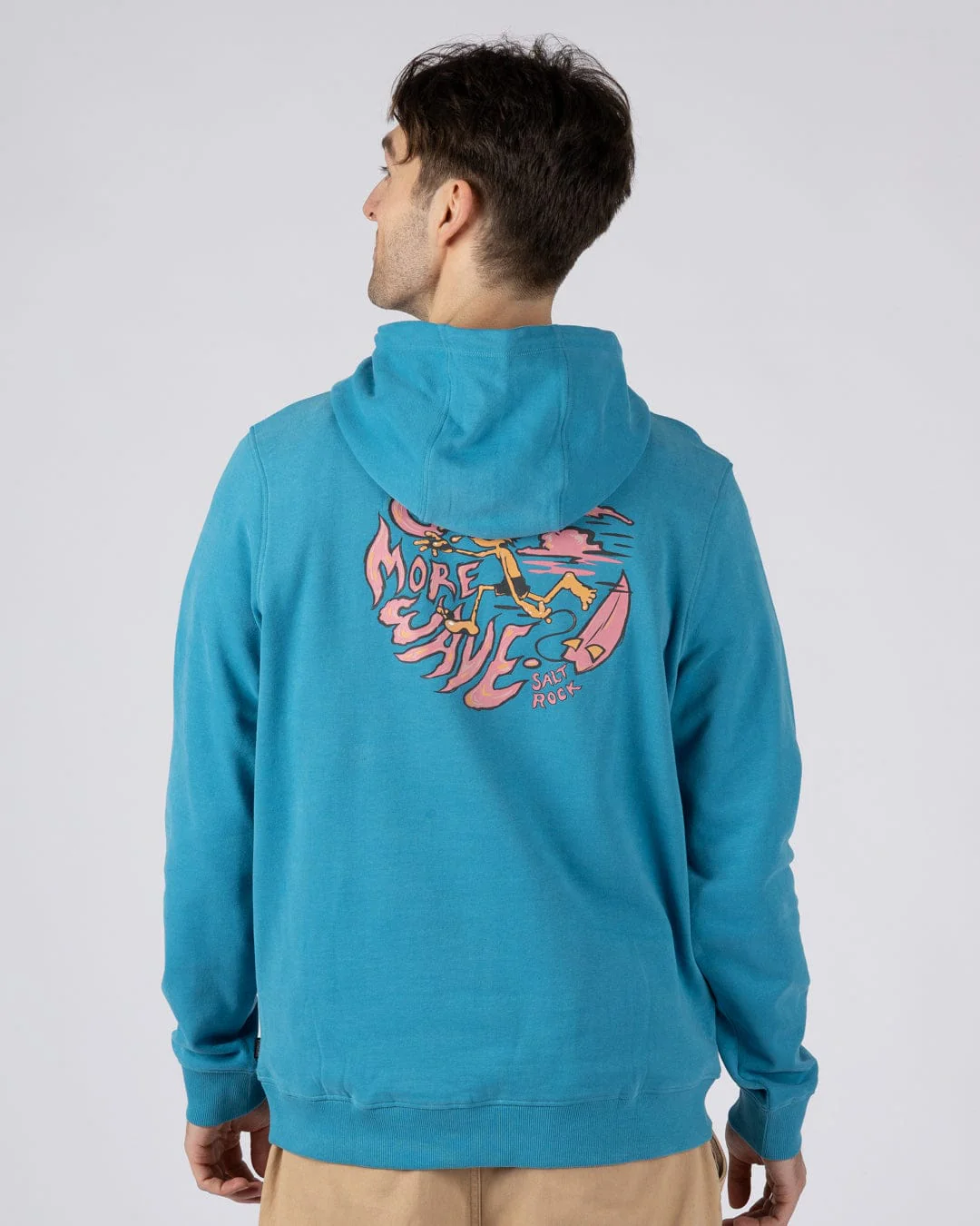 One More Wave - Mens Pop Hoodie- Bright Blue - Image 6
