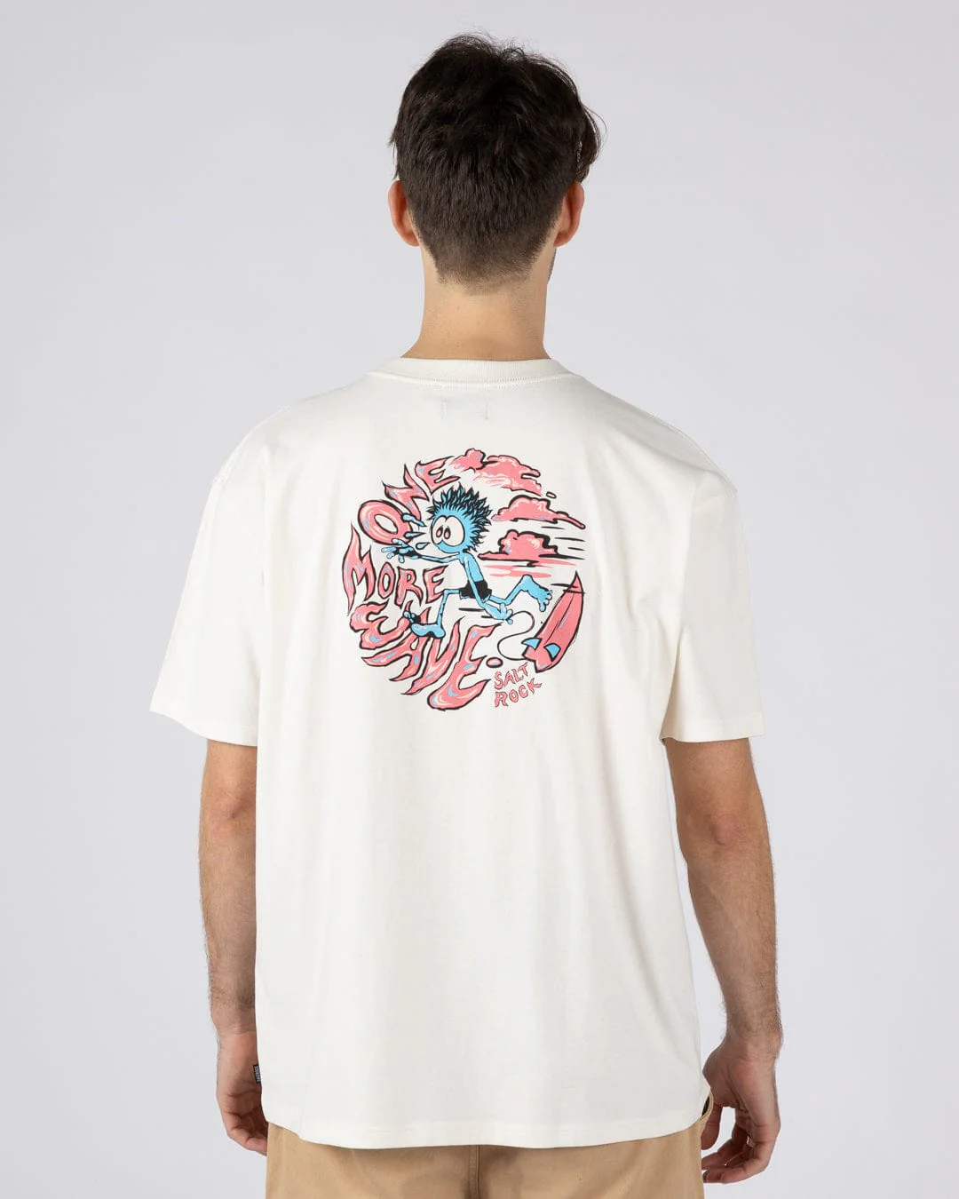 One More Wave - Mens Oversized Short Sleeve T-Shirt- Cream