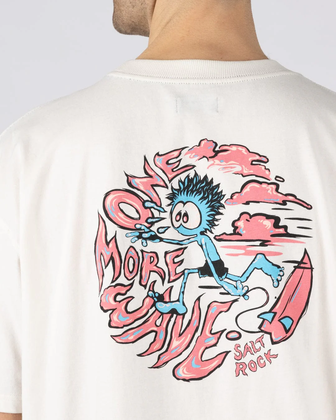 One More Wave - Mens Oversized Short Sleeve T-Shirt- Cream - Image 2