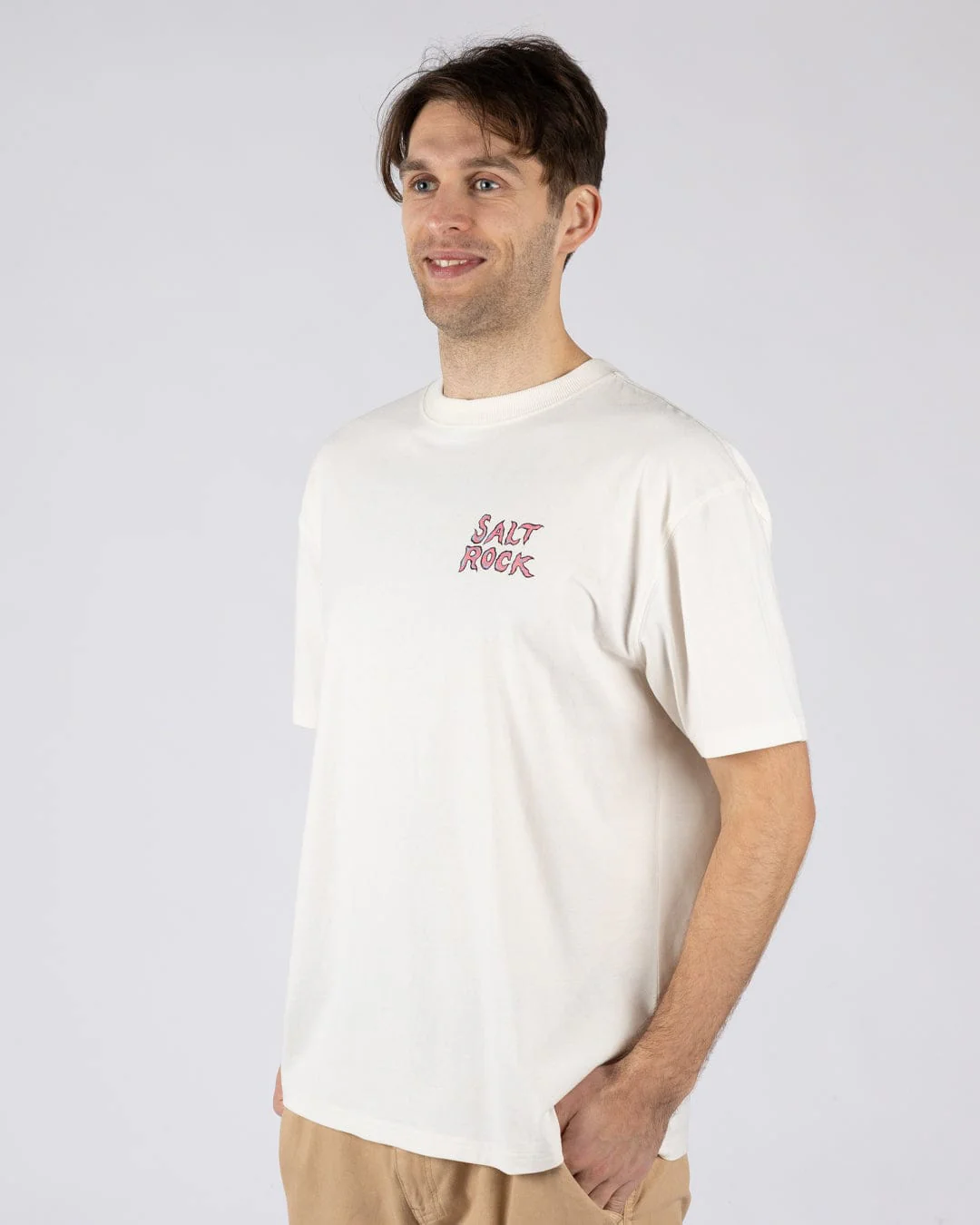 One More Wave - Mens Oversized Short Sleeve T-Shirt- Cream - Image 5