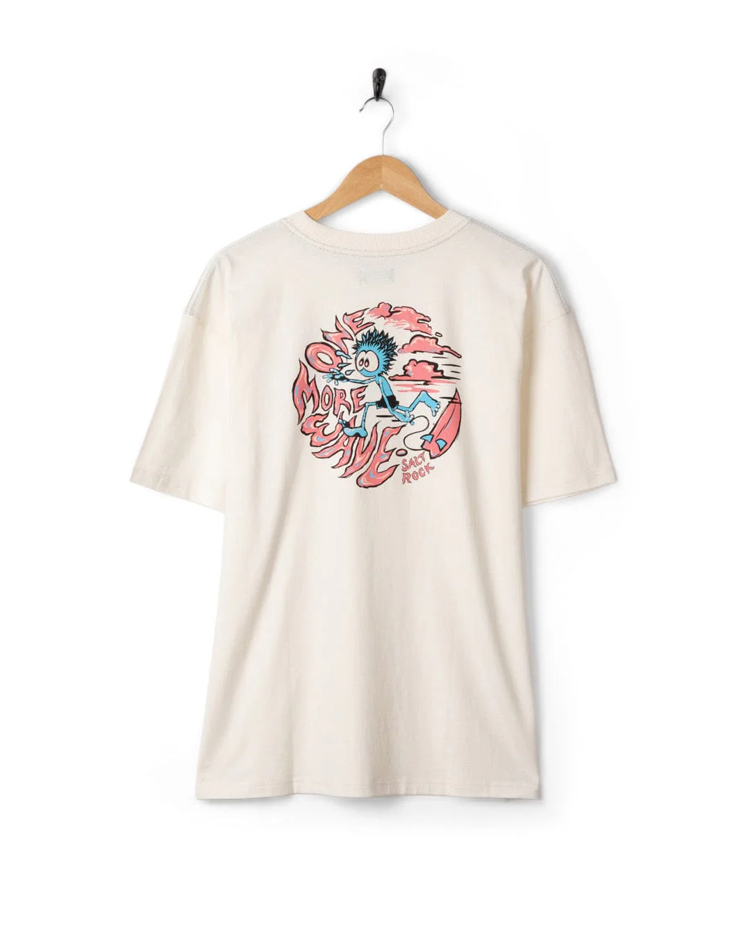 One More Wave - Mens Oversized Short Sleeve T-Shirt- Cream - Image 7