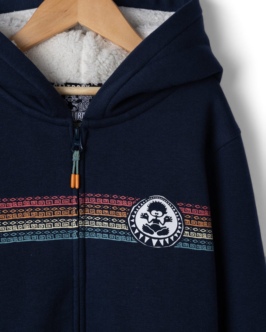 Origin Stripe - Kids Borg Lined Hood - Blue - Image 2