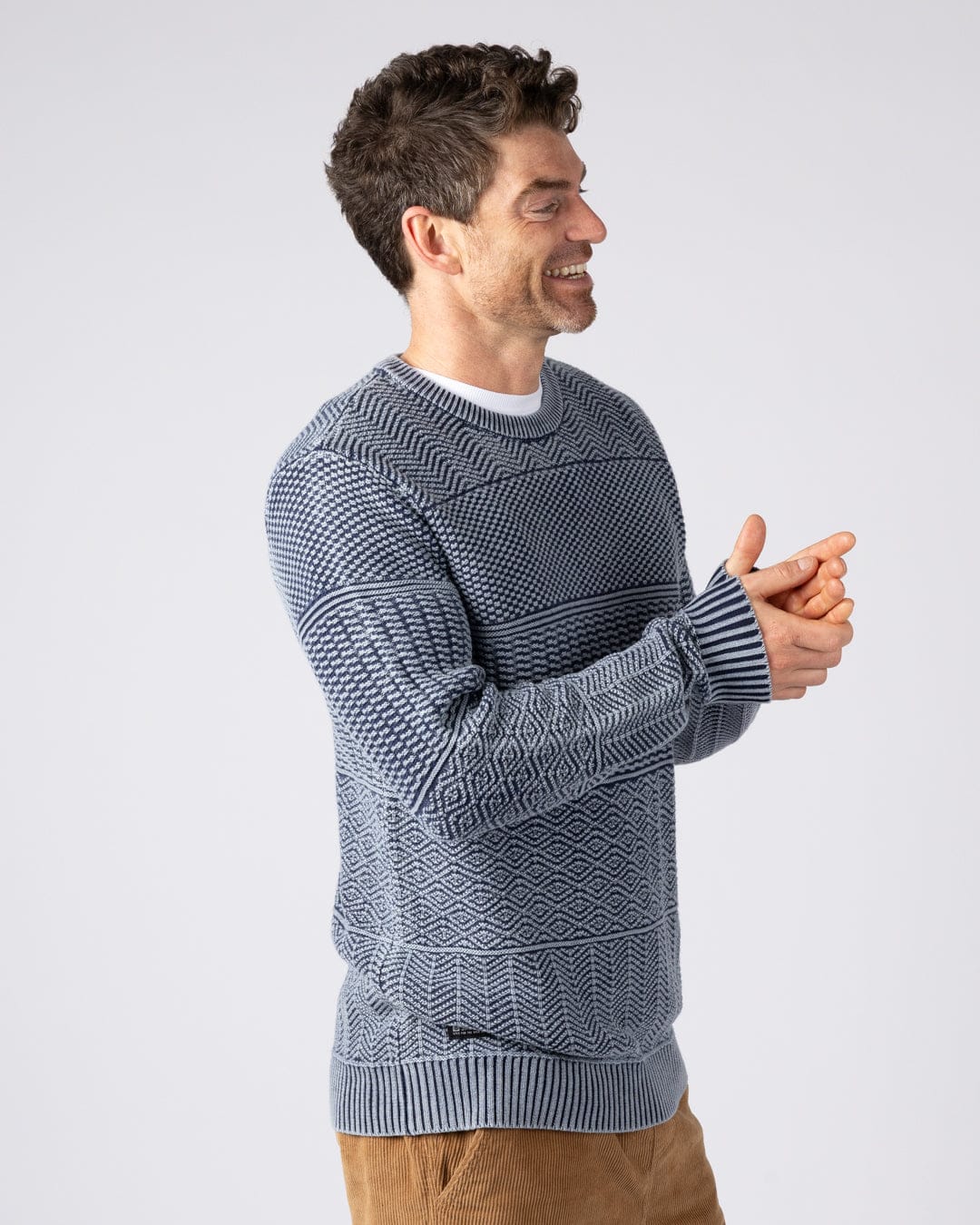 Osman - Mens Knitwear - Dark Blue - Image 2
