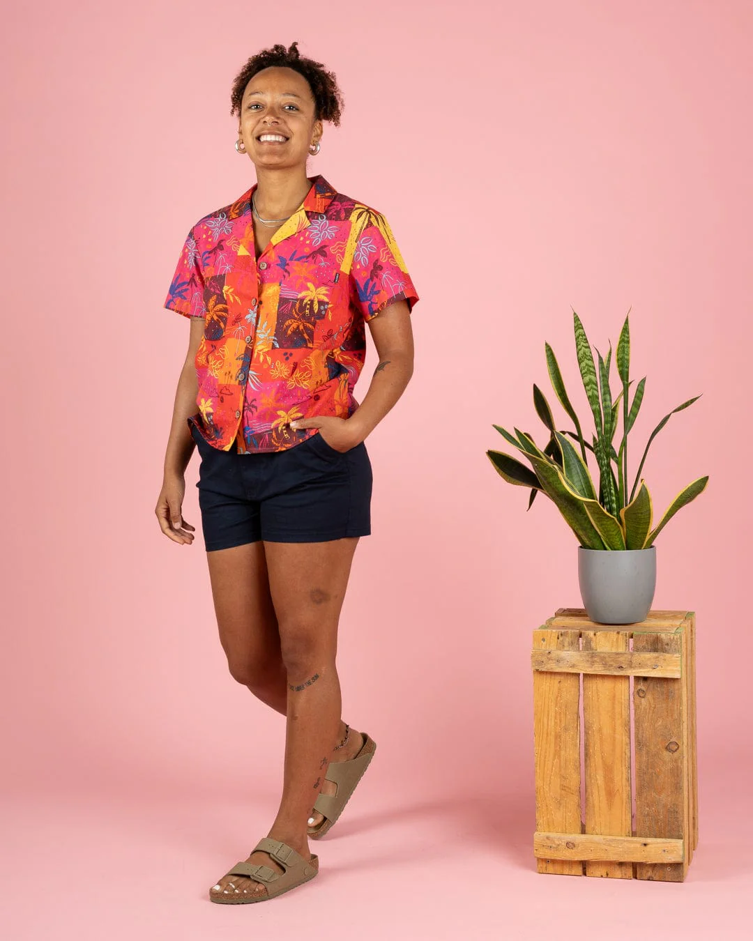 Palm Block - Womens Short Sleeve Shirt - Multi - Image 3