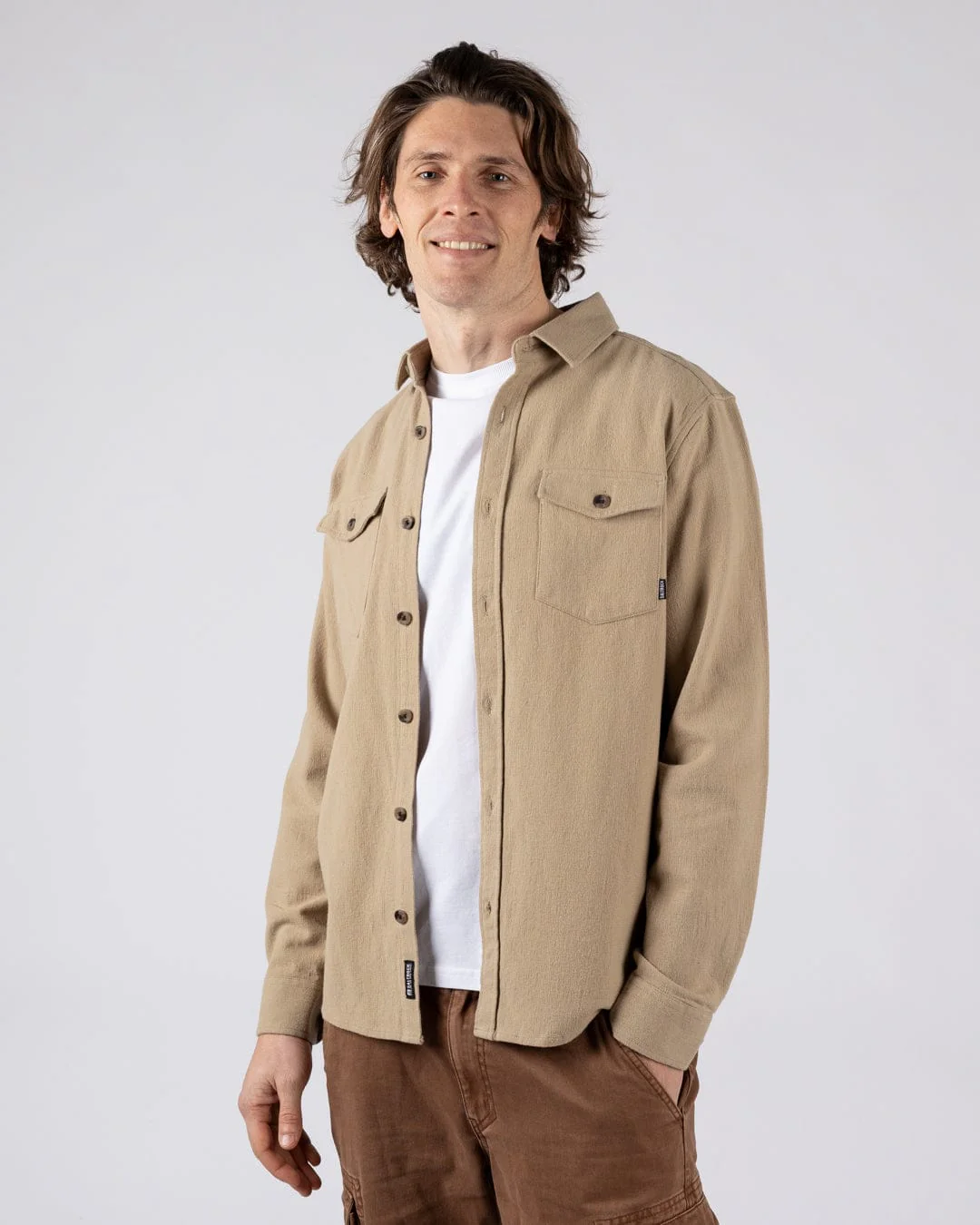 Penare 2 - Mens Long Sleeve Shirt - Beige - Image 7