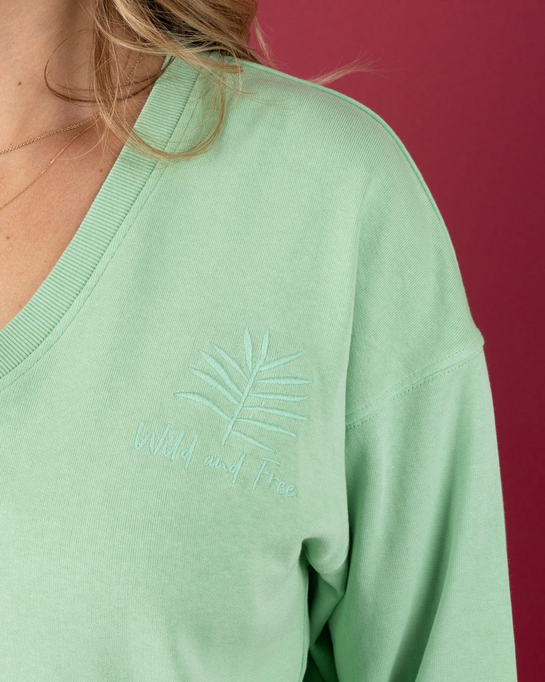 Penny - Womens V-Neck Sweatshirt - Light Green - Image 10