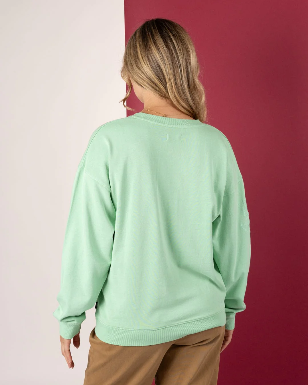Penny - Womens V-Neck Sweatshirt - Light Green - Image 5