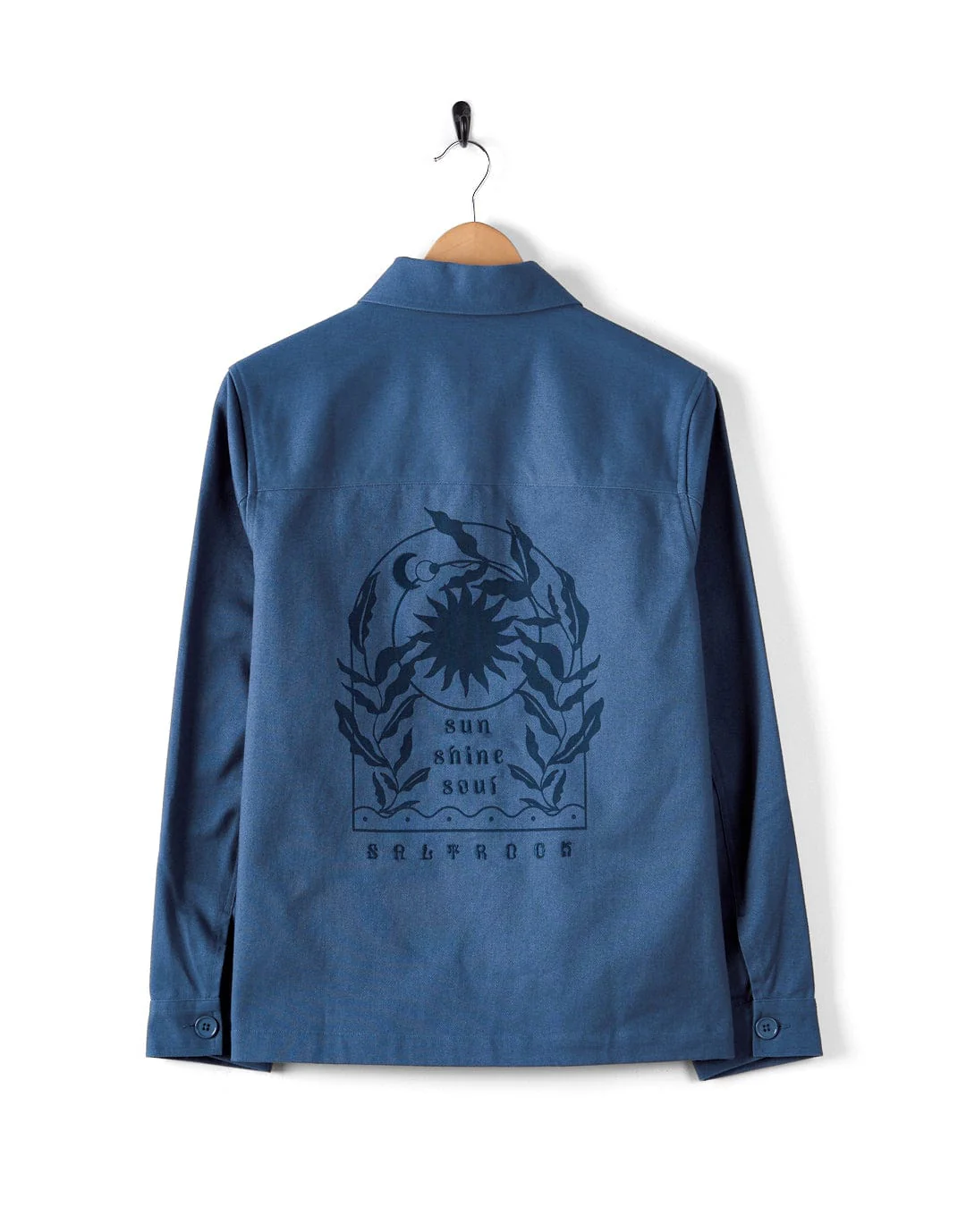 Peta - Womens Lightweight Canvas Shacket - Blue - Image 11