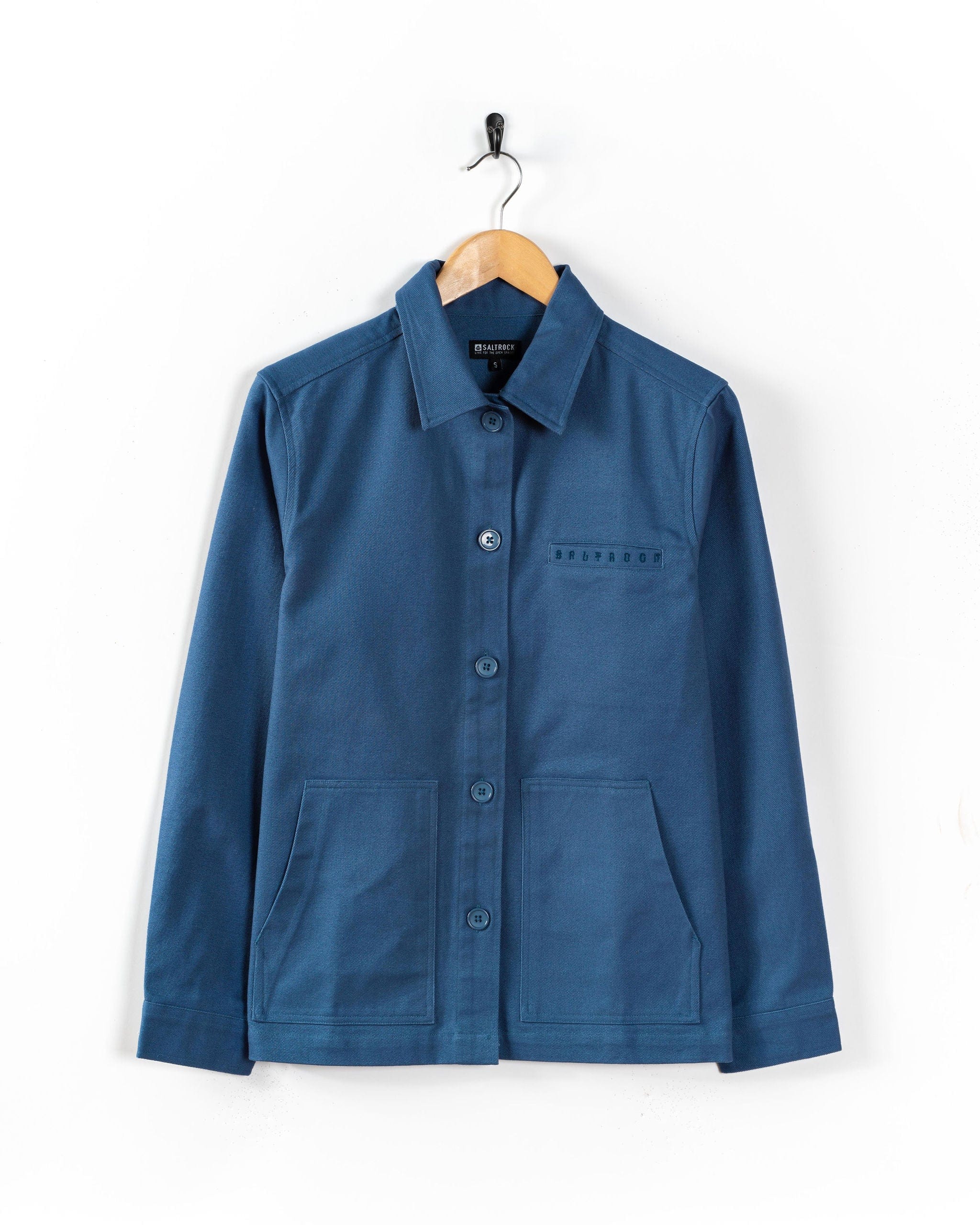Peta - Womens Lightweight Canvas Shacket - Blue - Image 7