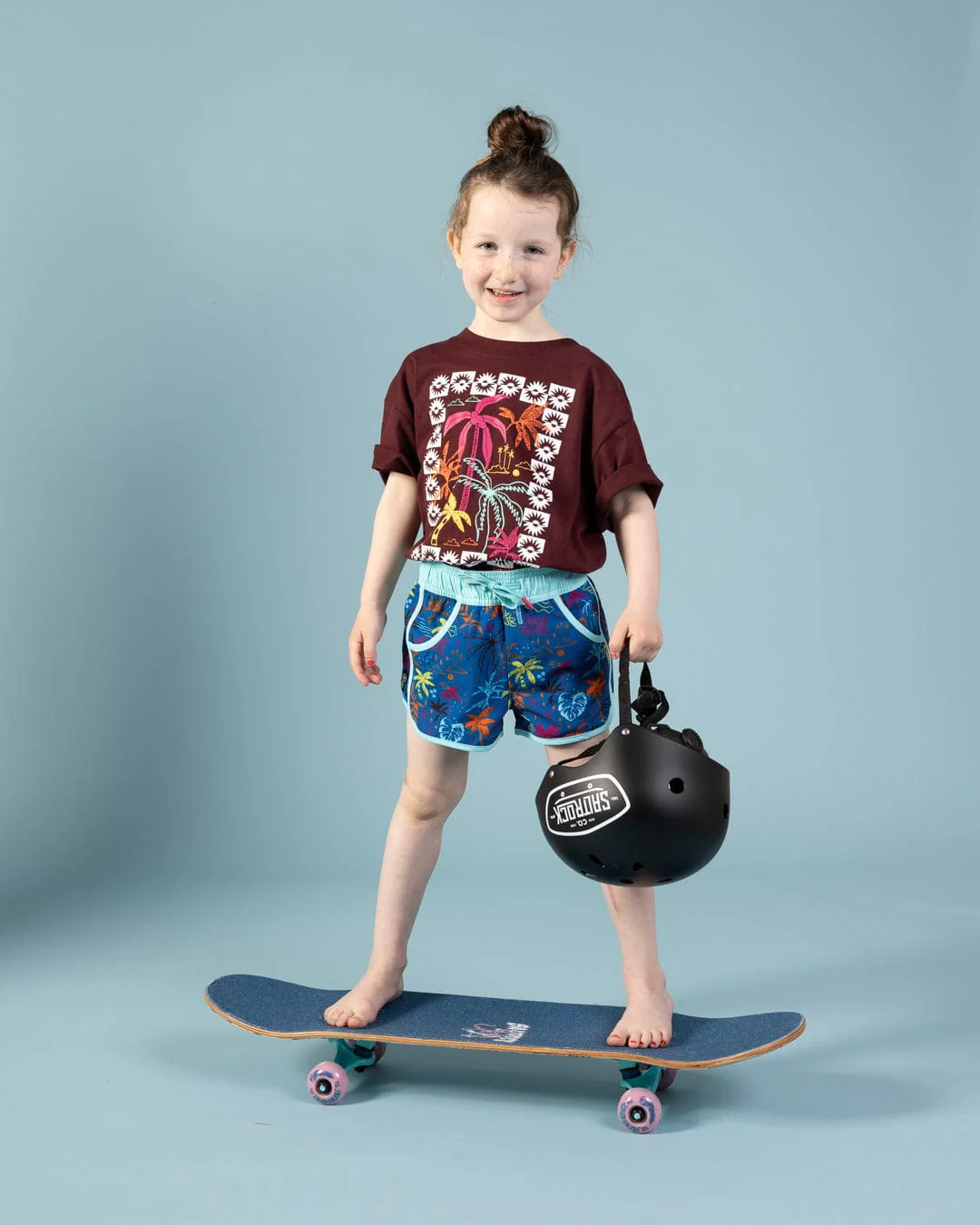 Pia - Kids Recycled Boardshorts - Blue - Image 2